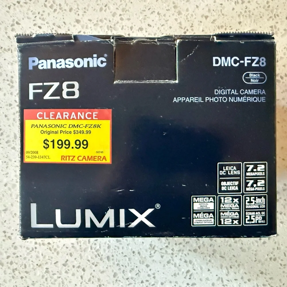 Panasonic Lumix DMC-FZ8 Black Bridge Camera with Leica Lens - NEW IN BOX W/TAG
